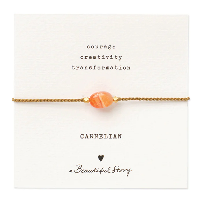 afbeelding Edelsteenkaart Carneool Goudkleurige Armband van A Beautiful Story