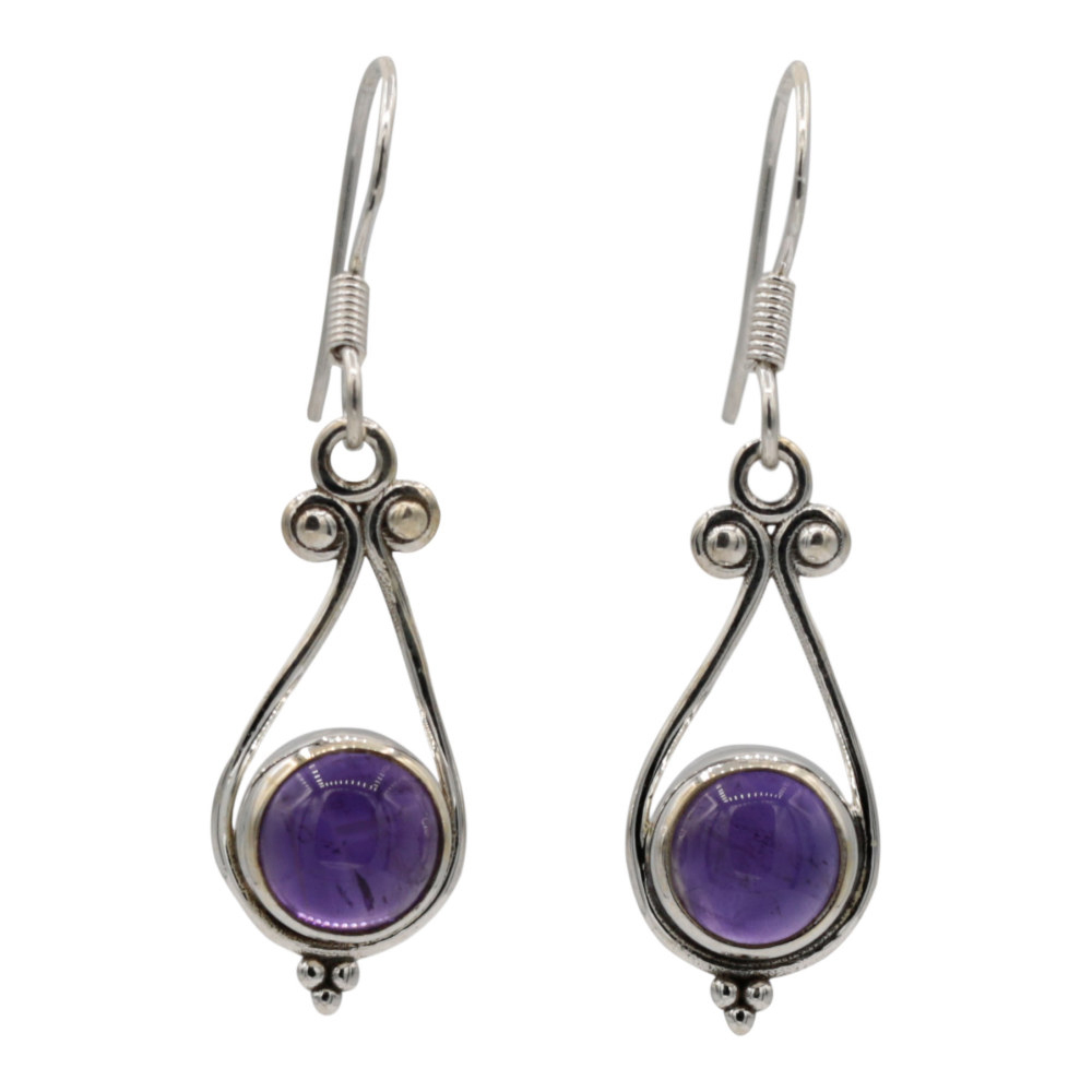 afbeelding Oorhanger zilver Amethis