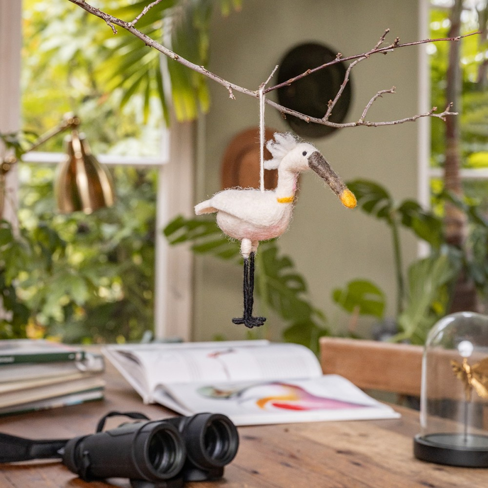 afbeelding  vogel Lepelaar van vilt van Sjaal met Verhaal